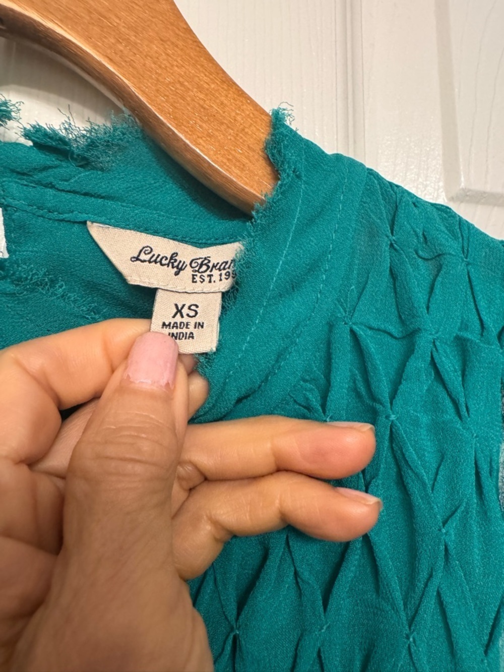 Lucky Brand Teal Sleeveless Smocked Neck Camisole - Picture 4 of 4